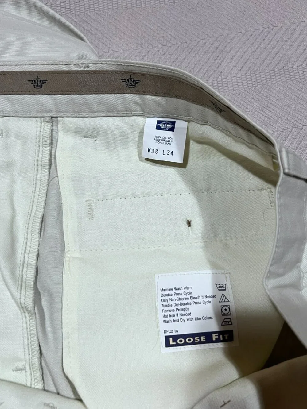 Dockers Pants Mens 38x34 Cream Khaki Vintage Double Pleated High Waist 90s Cuff